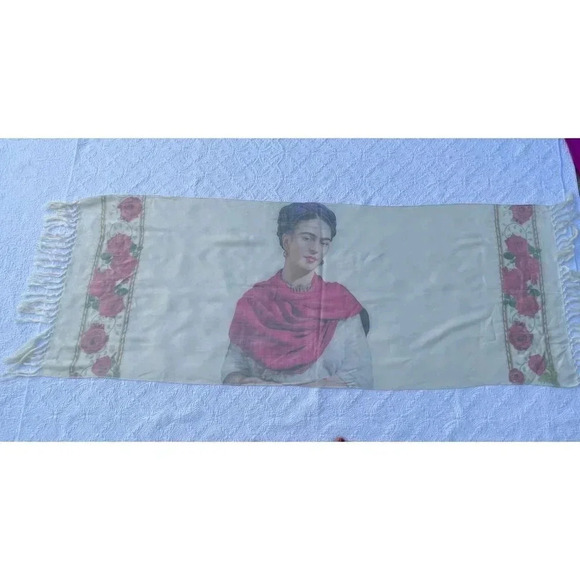 Frida Khalo Womens Fringe Floral Winter Shawl Wraps Scarf Long Large - Picture 3 of 7